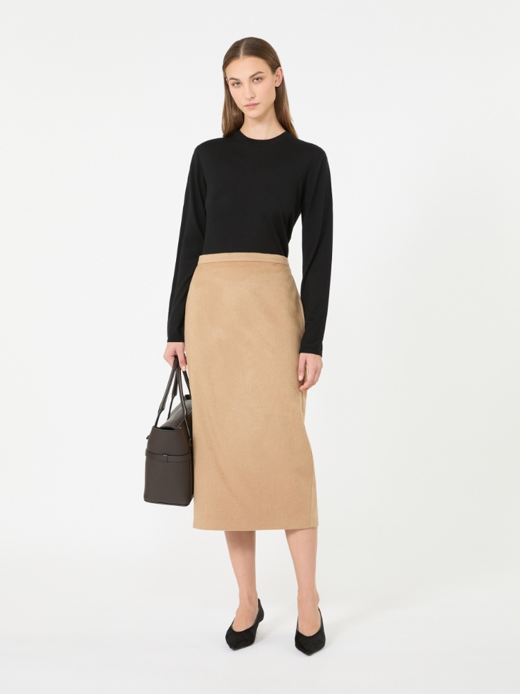 Cashmere yarn crew-neck sweater - BLACK