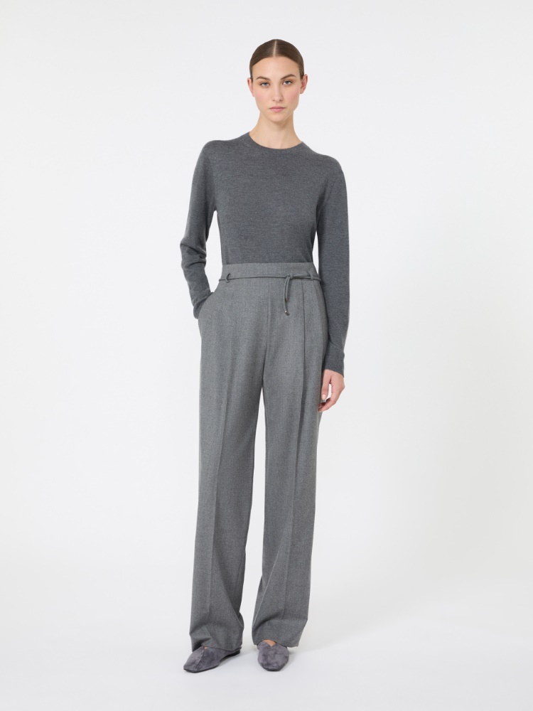 Cashmere yarn crew-neck sweater + DARK GREY - Max Mara