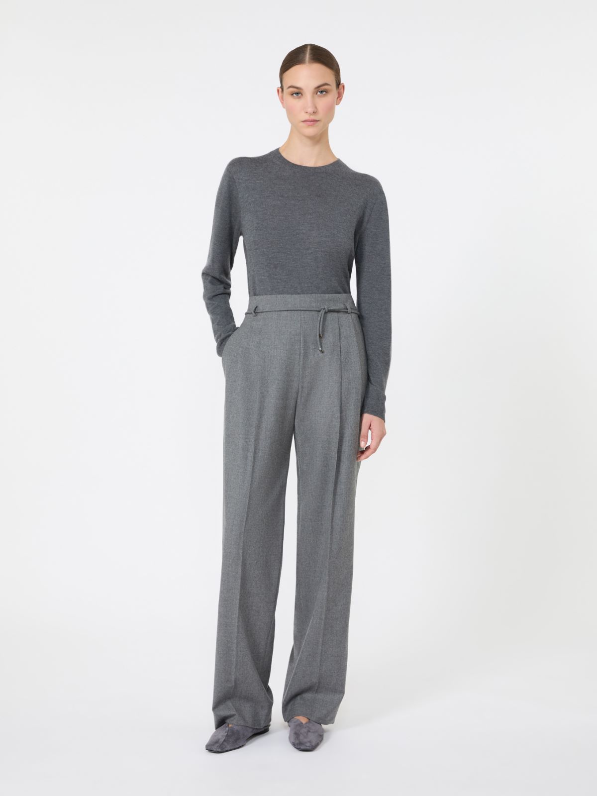 Cashmere yarn crew-neck sweater - DARK GREY - Max Mara