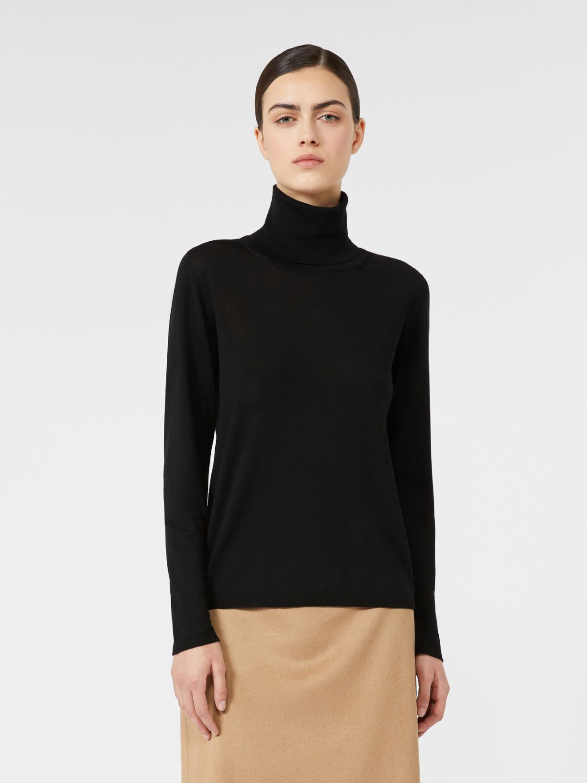 Wool yarn polo-neck sweater - BLACK - Max Mara - 2