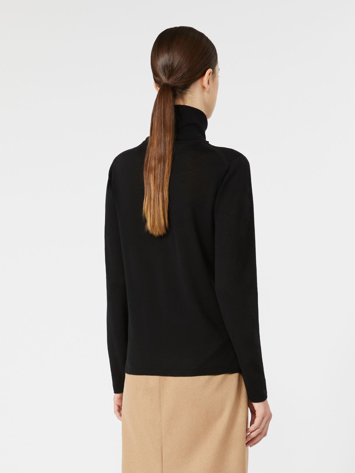 Wool yarn polo-neck sweater - BLACK - Max Mara - 3