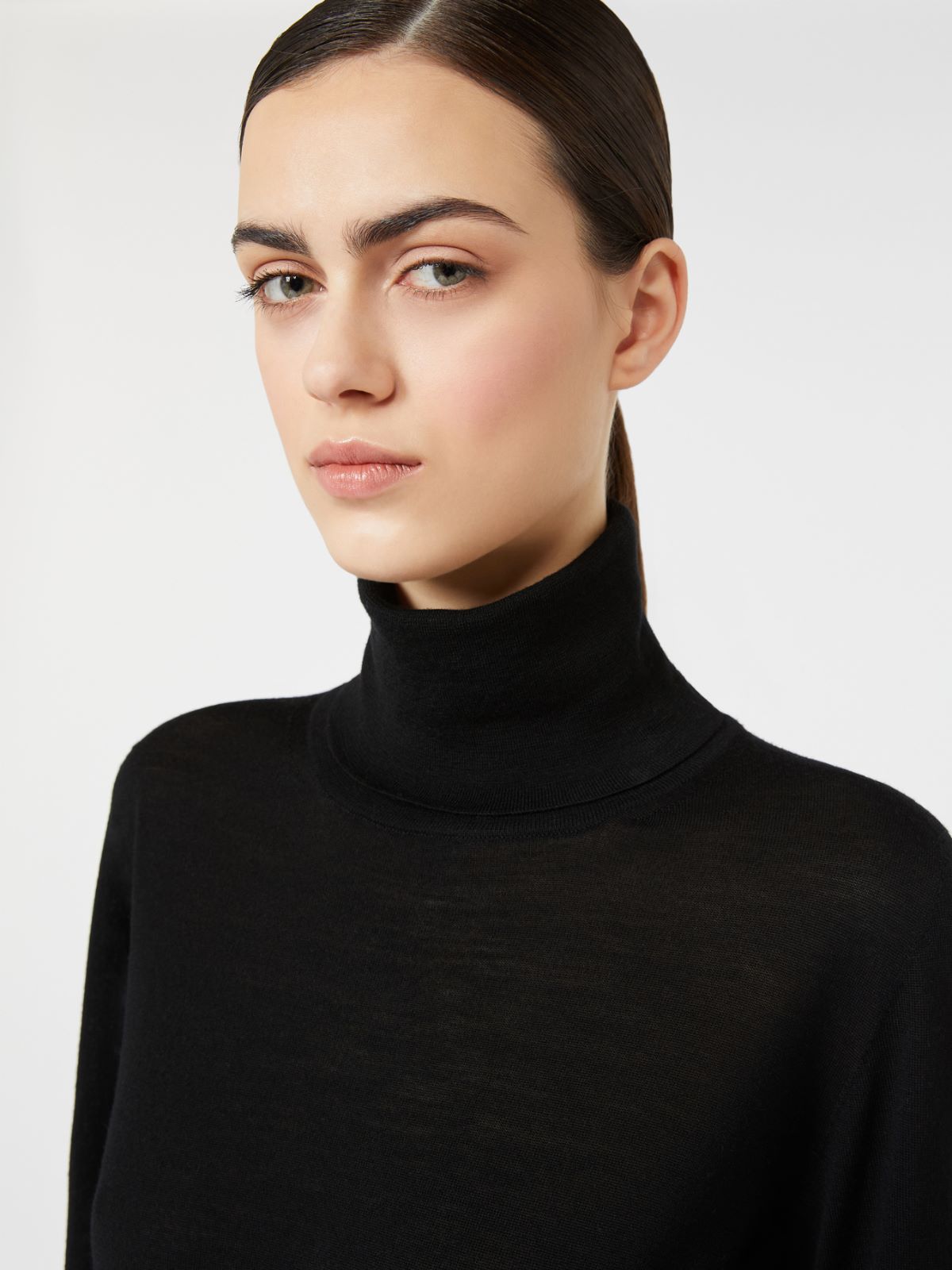 Wool yarn polo-neck sweater - BLACK - Max Mara - 4
