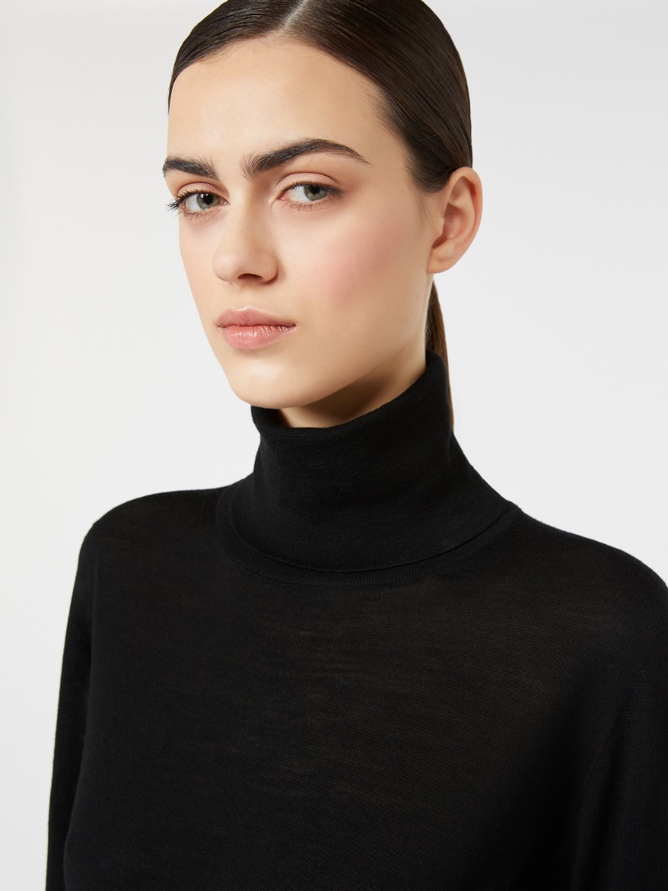 Wool yarn polo-neck sweater - BLACK - Max Mara - 4