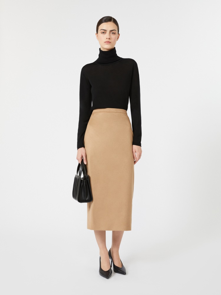 Wool yarn polo-neck sweater - BLACK