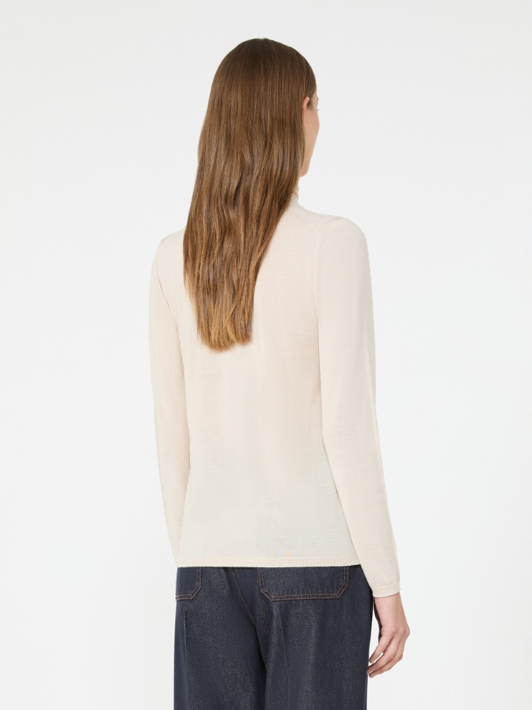 Wool yarn polo-neck sweater - WHITE - Max Mara - 3