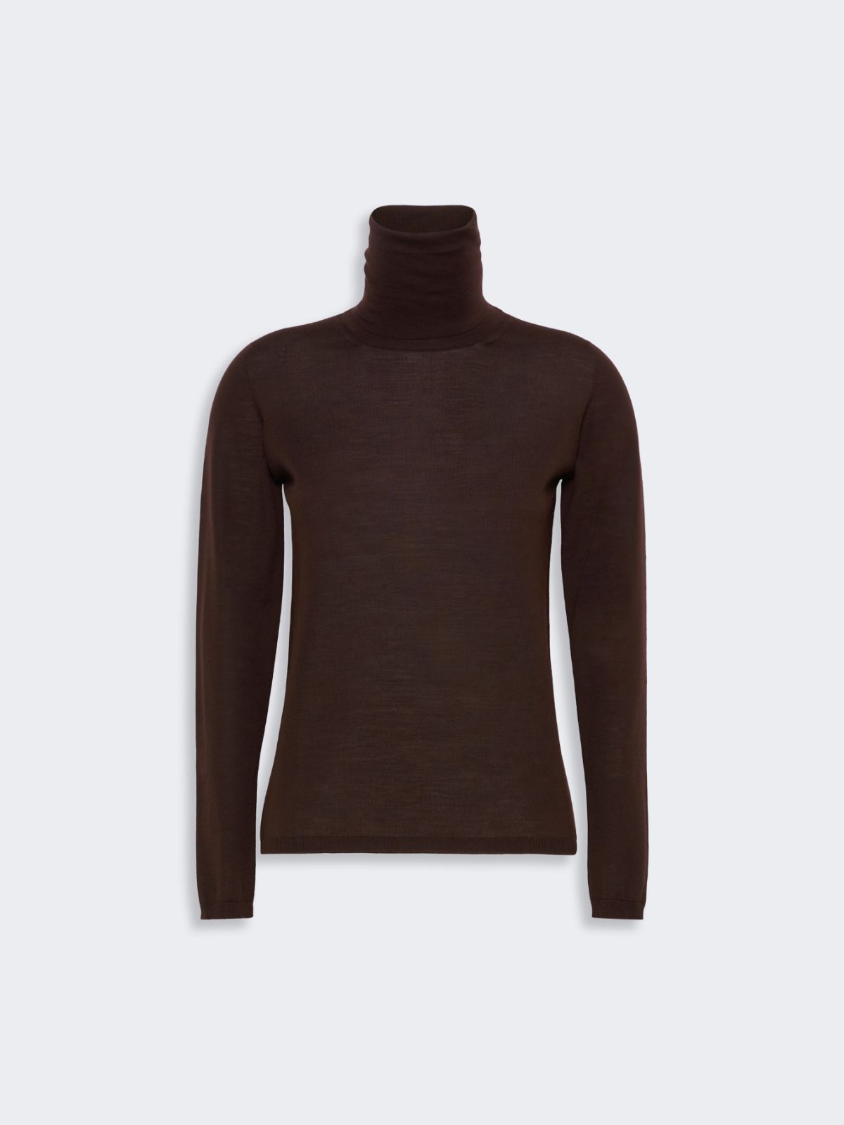 Wool yarn polo-neck sweater - CIEMNOBRĄZOWY - Max Mara - 5