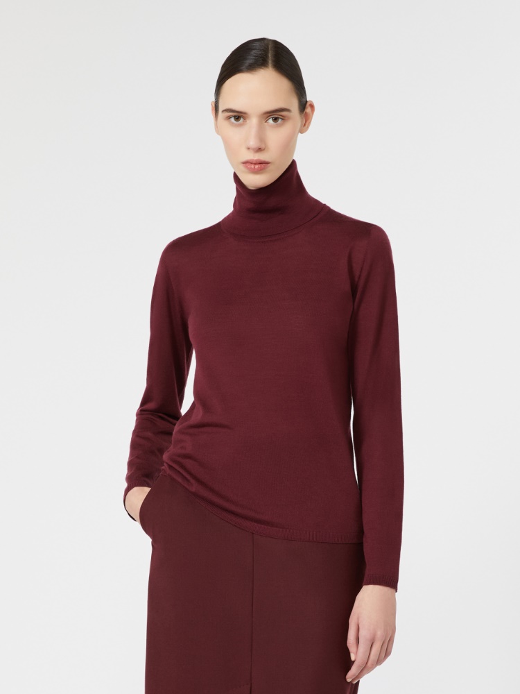 Wool yarn polo-neck sweater - CZERWONO-PURPUROWY - Max Mara - 2
