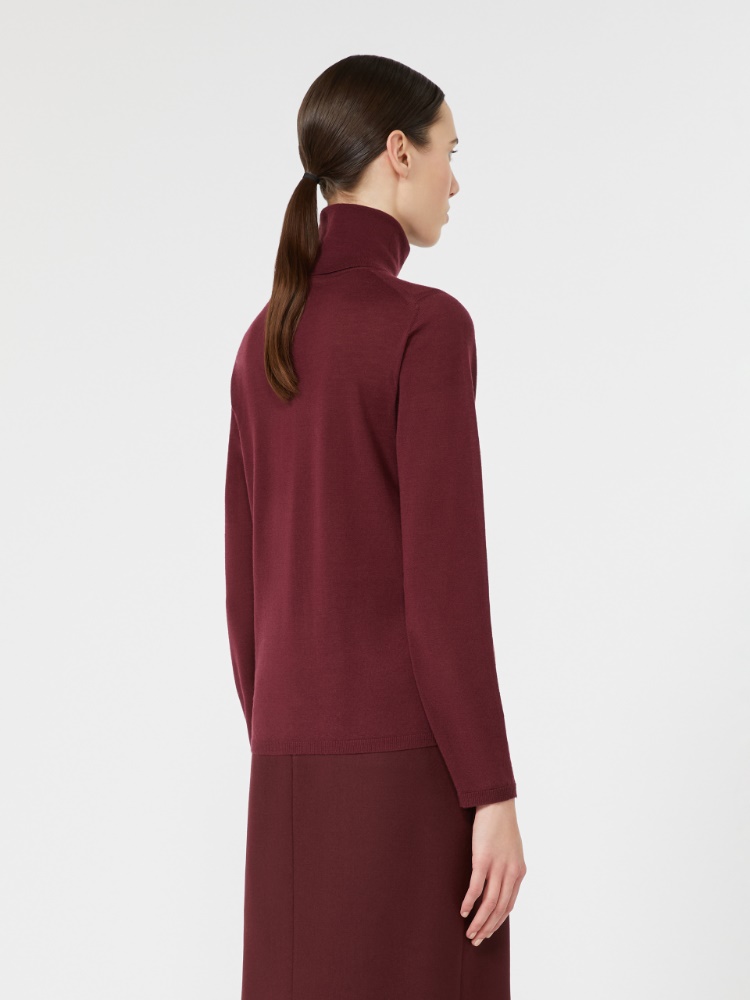 Wool yarn polo-neck sweater - CZERWONO-PURPUROWY - Max Mara - 3