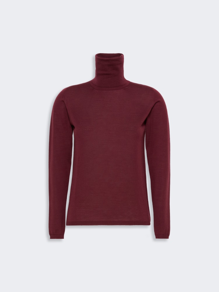 Wool yarn polo-neck sweater - CZERWONO-PURPUROWY - Max Mara - 5