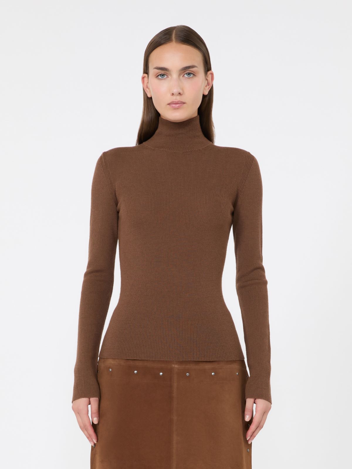 Wool yarn polo-neck sweater - BROWN - Max Mara - 2