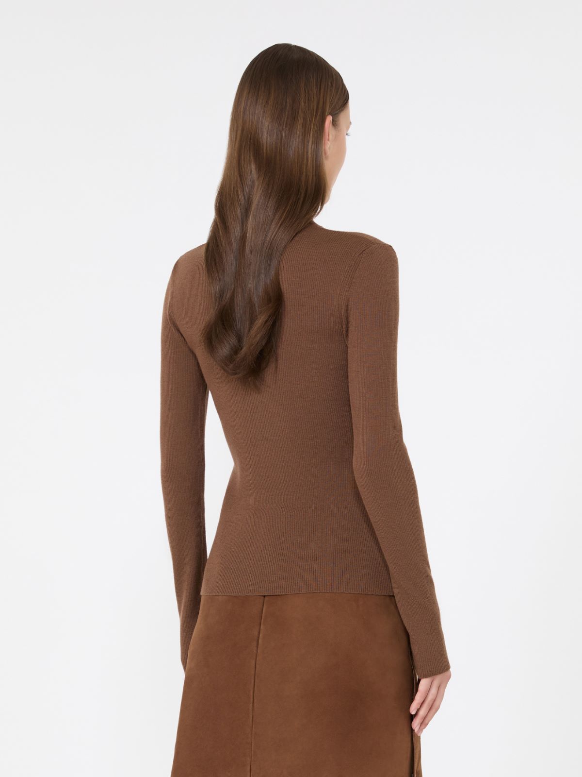 Wool yarn polo-neck sweater - BROWN - Max Mara - 3