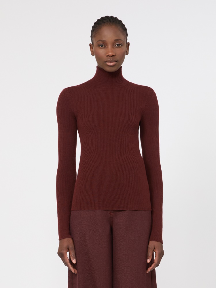 Wool yarn polo-neck sweater - BROWN BORDEAUX - Max Mara - 2