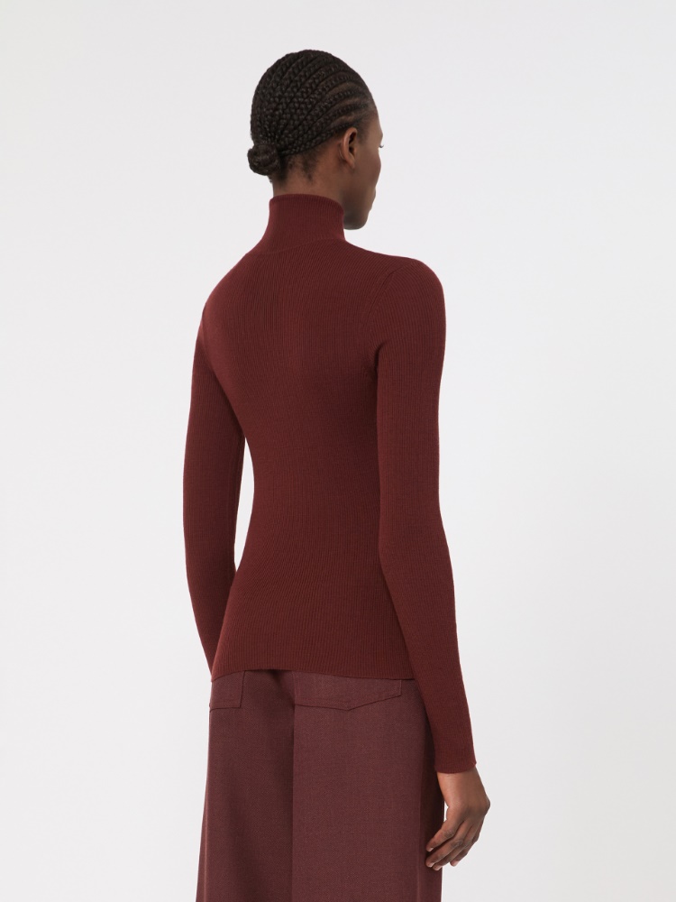 Wool yarn polo-neck sweater - BROWN BORDEAUX - Max Mara - 3