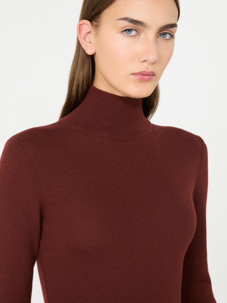 Wool yarn polo-neck sweater - BROWN BORDEAUX - Max Mara - 4