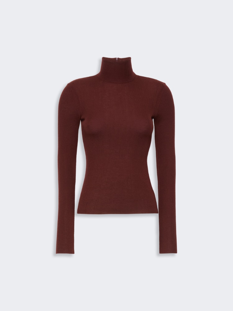 Wool yarn polo-neck sweater - BROWN BORDEAUX - Max Mara - 4