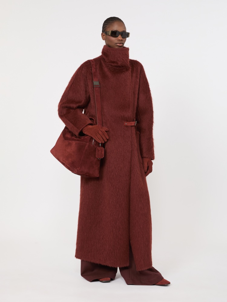 Wool yarn polo-neck sweater - BROWN BORDEAUX