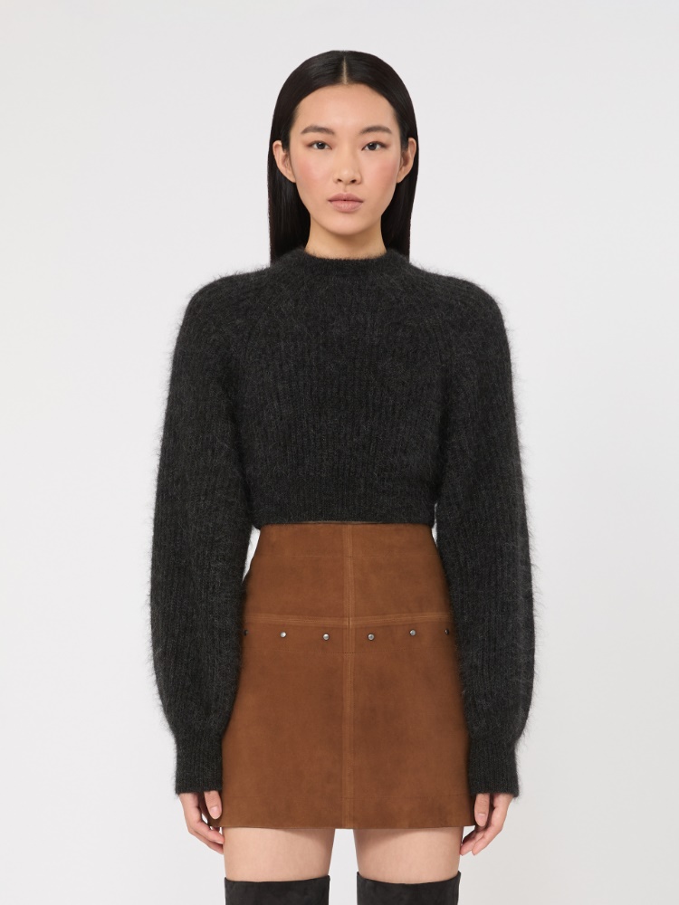 Mélange mohair cropped jumper - DARK GREY - Max Mara - 2