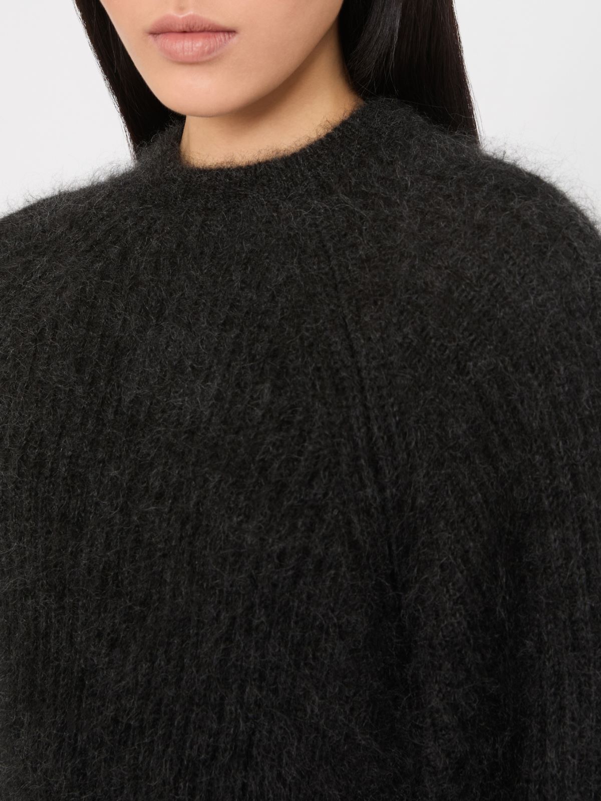 Mélange mohair cropped jumper - DARK GREY - Max Mara - 4