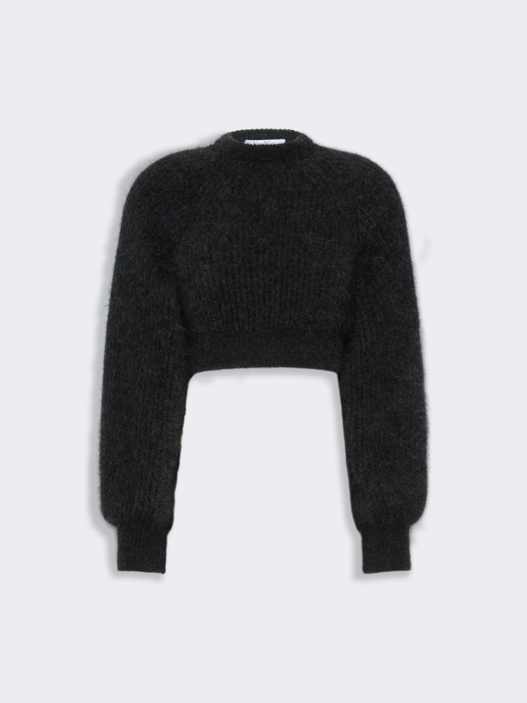 Mélange mohair cropped jumper - DARK GREY