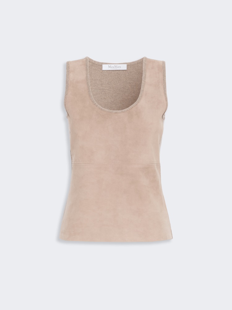 Wool and cashmere top - BEIGE