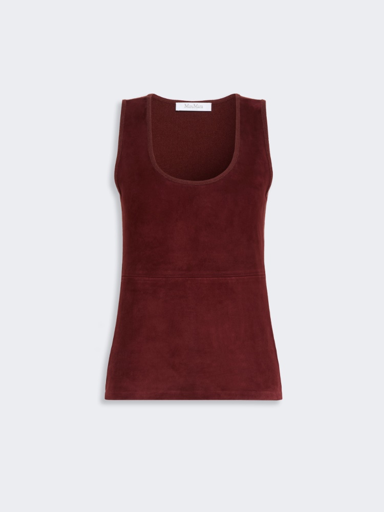 Wool and cashmere top - BROWN BORDEAUX
