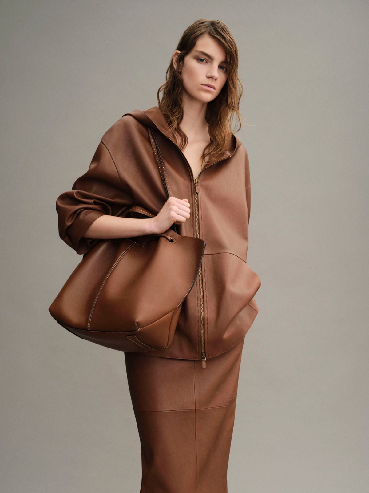 Natural Nappa leather pencil skirt + TOBACCO - Max Mara