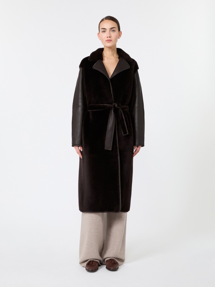 Sheepskin robe coat - DARK BROWN - Max Mara - 2