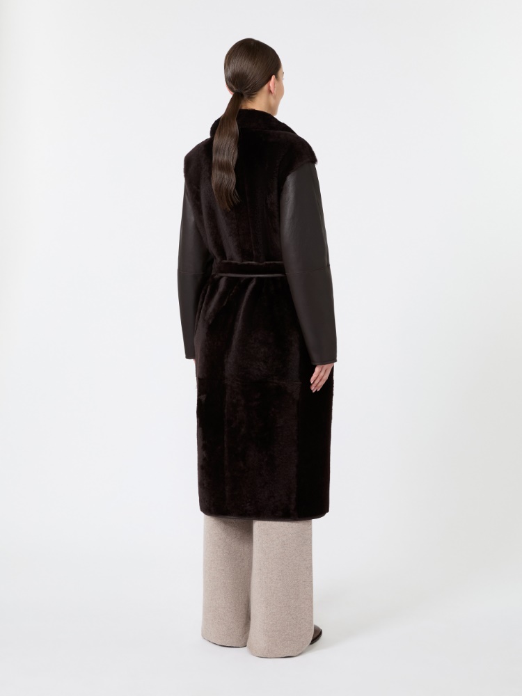 Sheepskin robe coat - DARK BROWN - Max Mara - 3