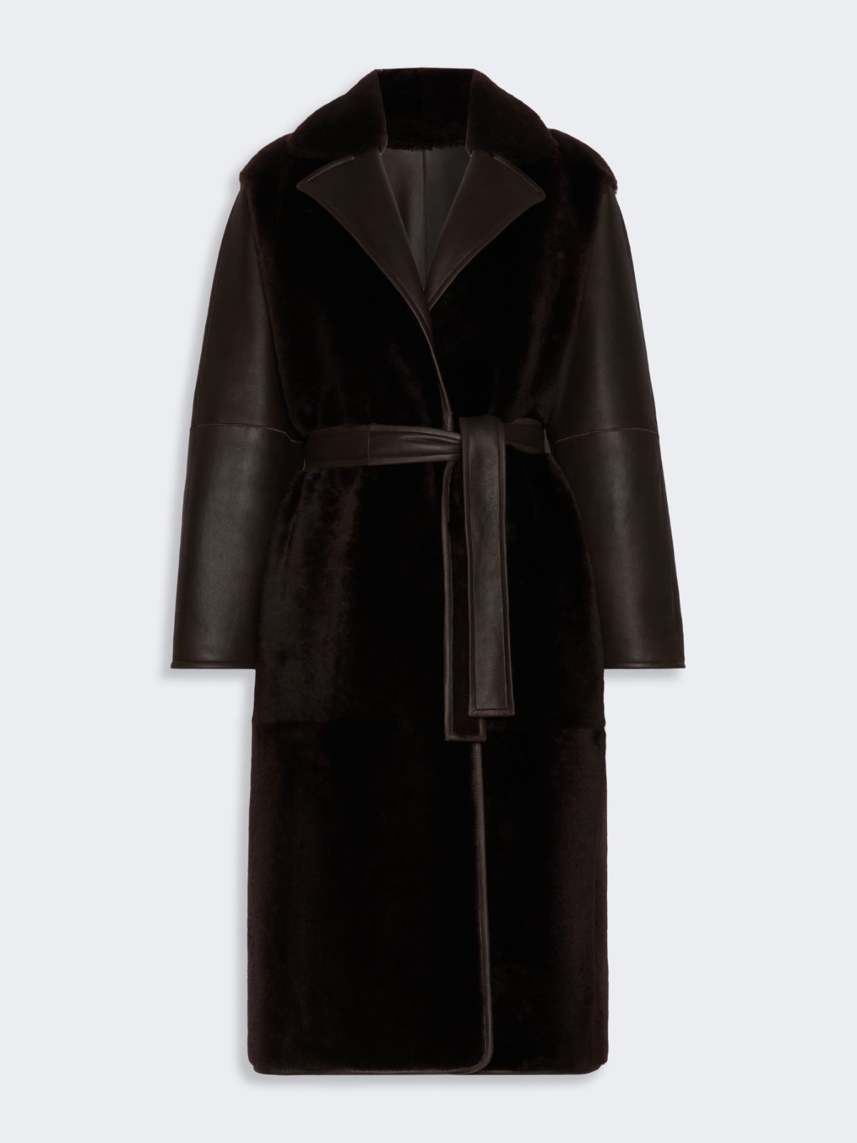 Sheepskin robe coat - DARK BROWN - Max Mara - 6