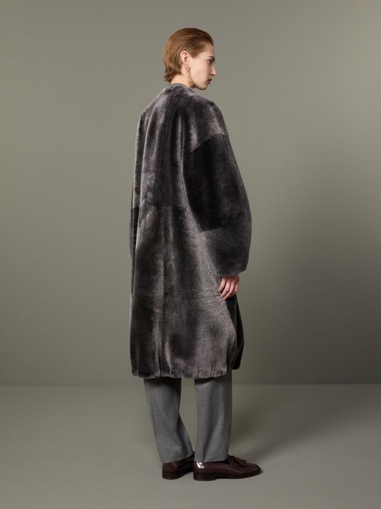 Dwustronna parka ze shearlingu - ŚREDNIOSZARY - Max Mara - 3