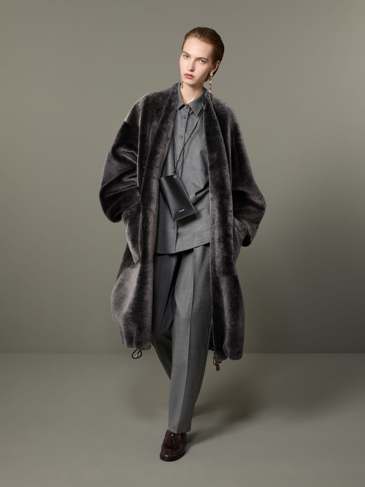 Dwustronna parka ze shearlingu - ŚREDNIOSZARY - Max Mara