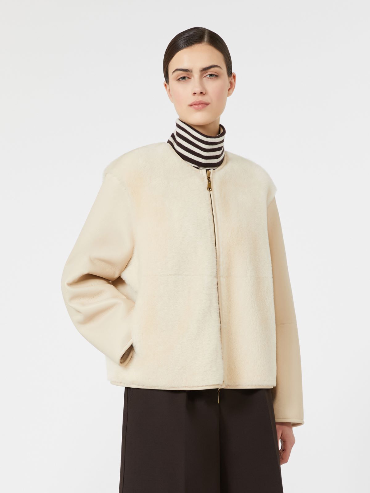 Reversible short Nappa sheepskin coat - IVORY - Max Mara - 2
