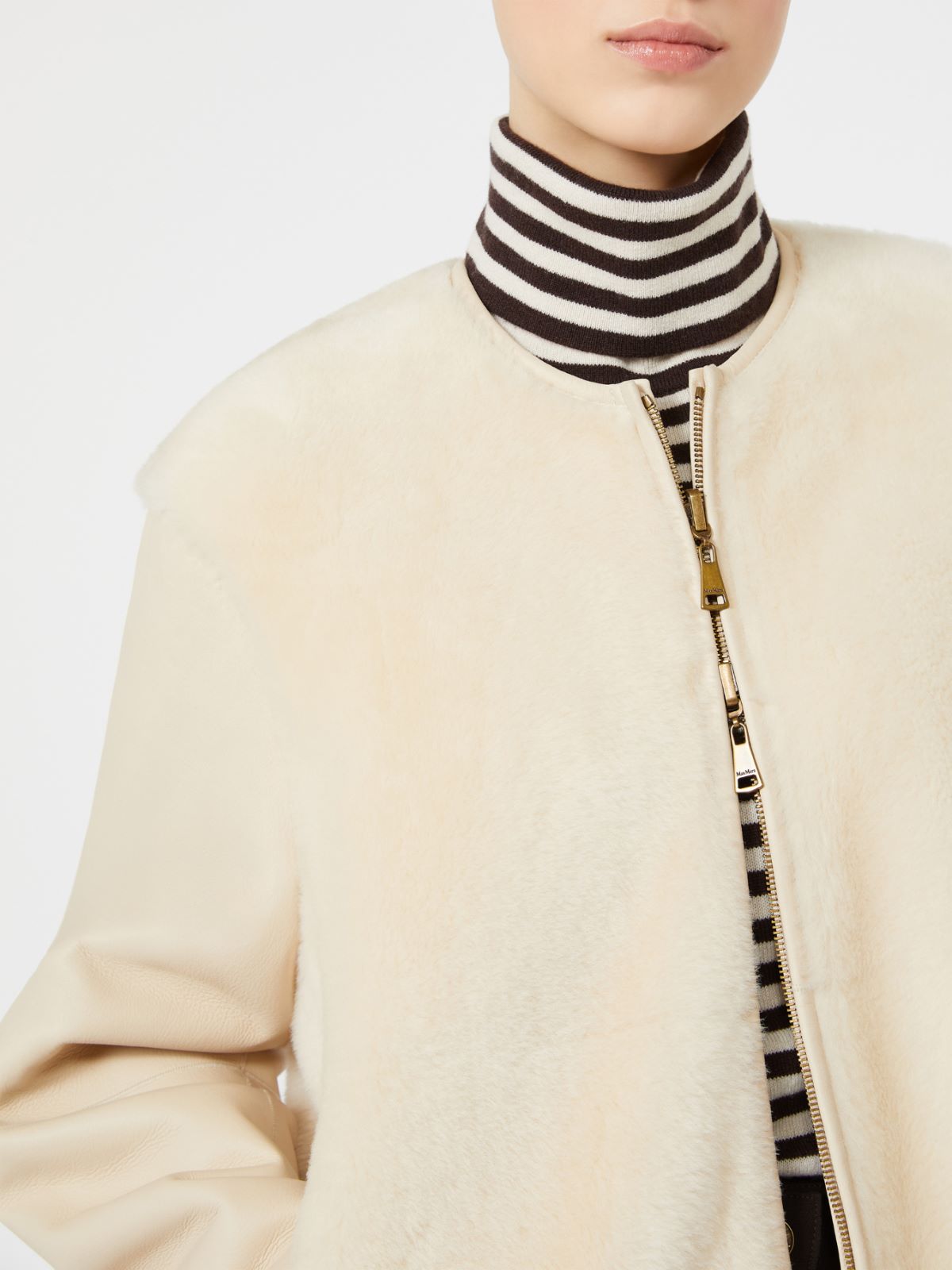 Reversible short Nappa sheepskin coat - IVORY - Max Mara - 4