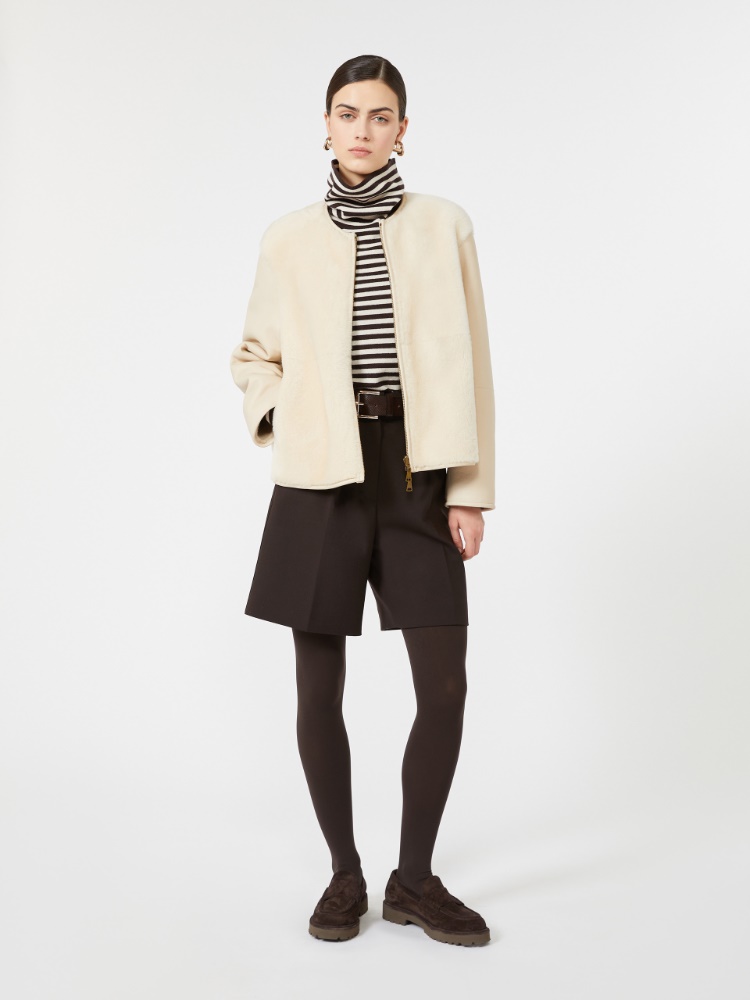 Reversible short Nappa sheepskin coat - IVORY - Max Mara