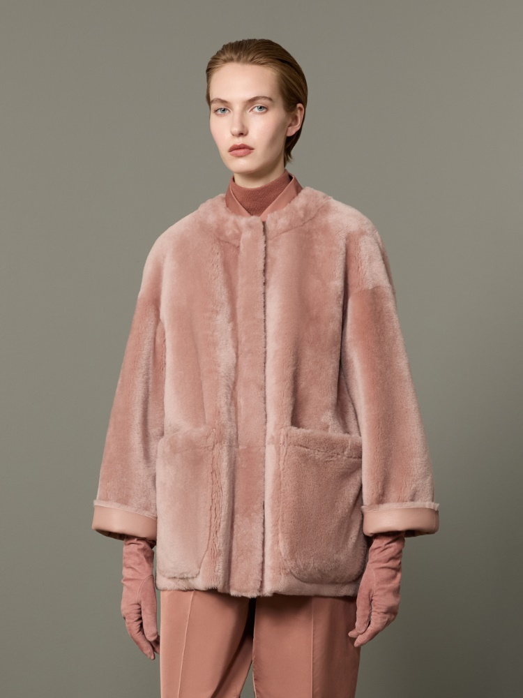Dwustronna kurtka ze shearlingu - PUDROWY - Max Mara - 2