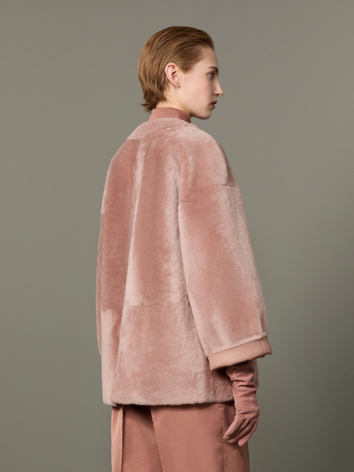 Dwustronna kurtka ze shearlingu - PUDROWY - Max Mara - 3
