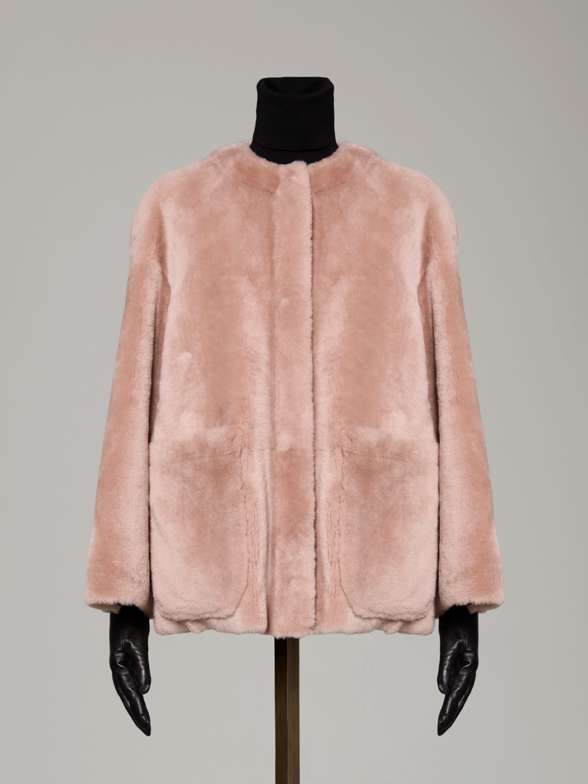 Dwustronna kurtka ze shearlingu - PUDROWY - Max Mara - 6