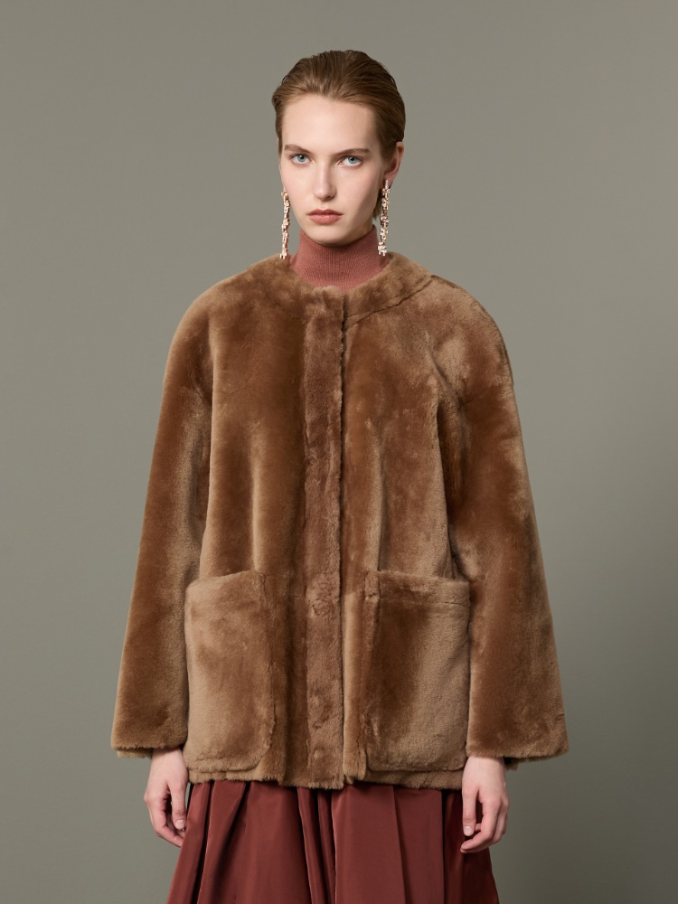 Dwustronna kurtka ze shearlingu - WIELBŁĄDZI - Max Mara - 2