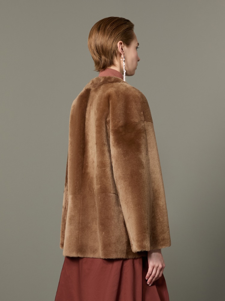 Dwustronna kurtka ze shearlingu - WIELBŁĄDZI - Max Mara - 3