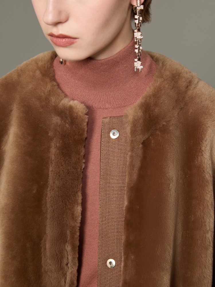 Dwustronna kurtka ze shearlingu - WIELBŁĄDZI - Max Mara - 4