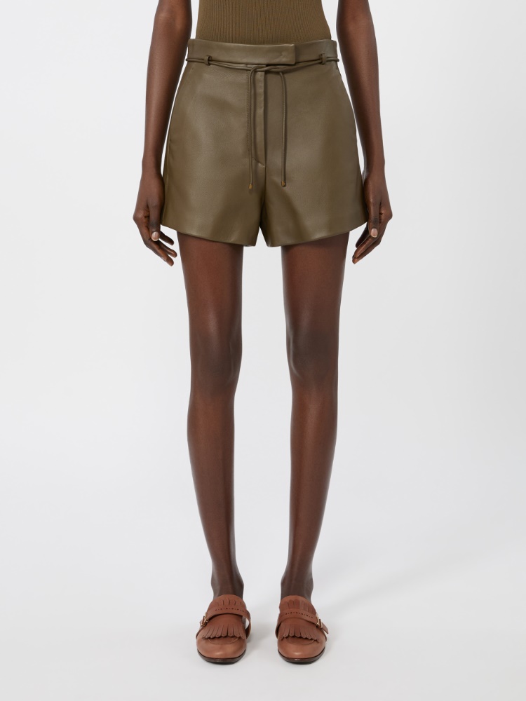 Natural Nappa leather shorts - KAKI - 2