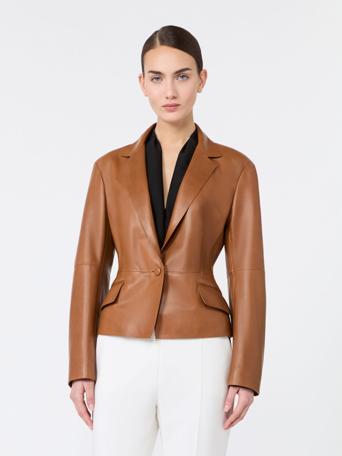 Single-breasted Nappa leather jacket - CUIR DE VACHE - Max Mara - 2