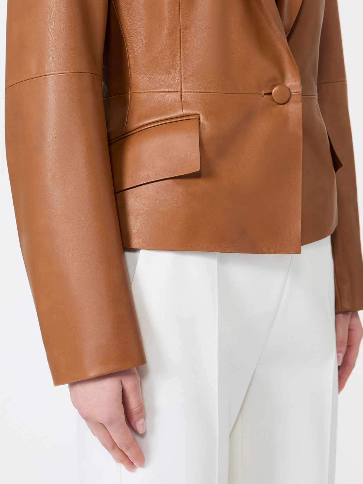 Single-breasted Nappa leather jacket - CUIR DE VACHE - Max Mara - 4