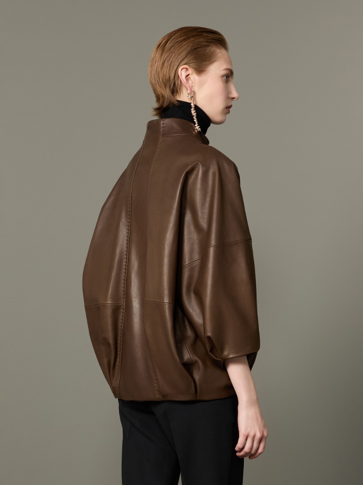 Bluzon z jagnięcej skóry nappa - BŁOTNY - Max Mara - 3