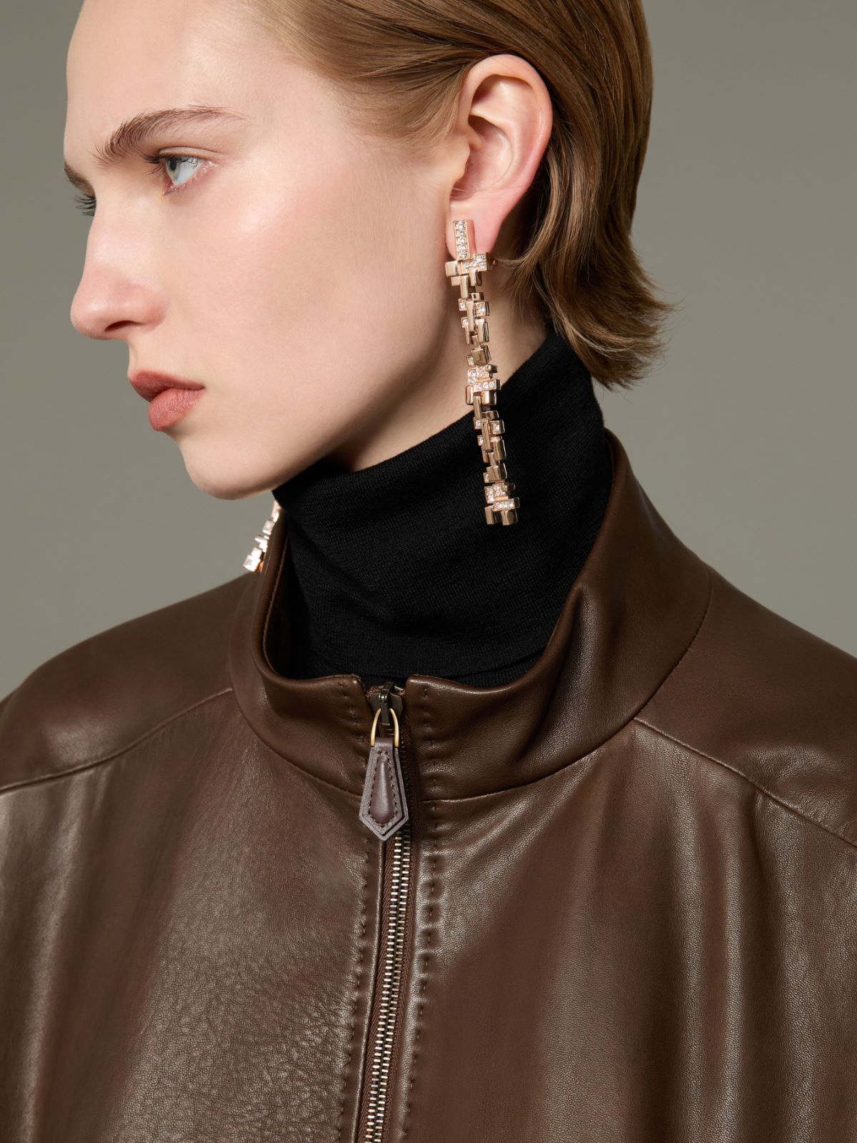 Bluzon z jagnięcej skóry nappa - BŁOTNY - Max Mara - 4