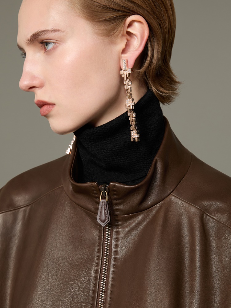 Bluzon z jagnięcej skóry nappa - BŁOTNY - Max Mara - 4