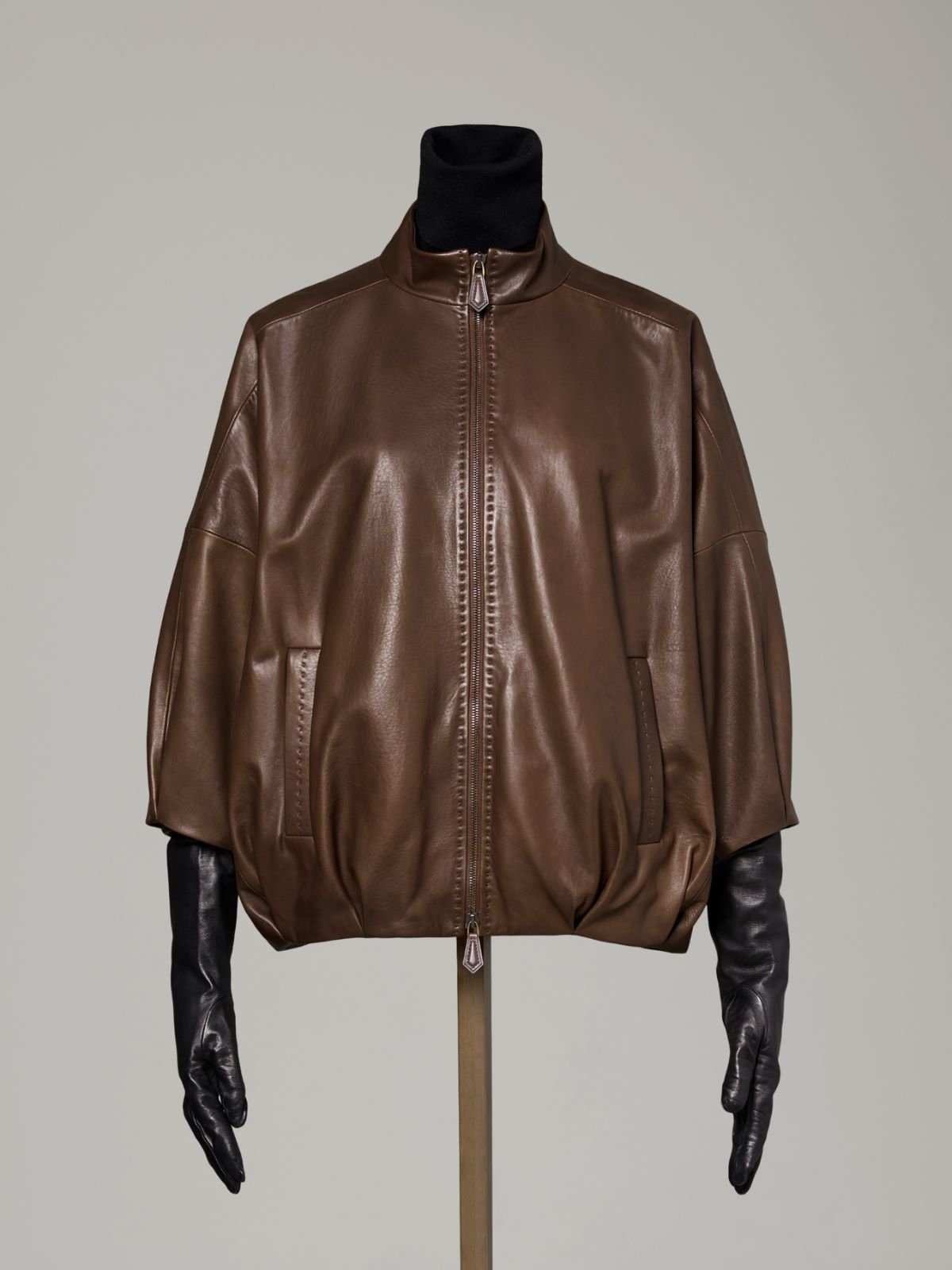 Bluzon z jagnięcej skóry nappa - BŁOTNY - Max Mara - 6