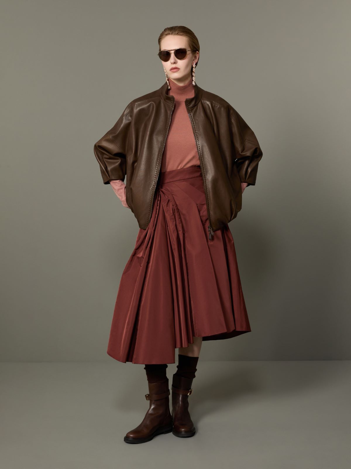 Bluzon z jagnięcej skóry nappa - BŁOTNY - Max Mara