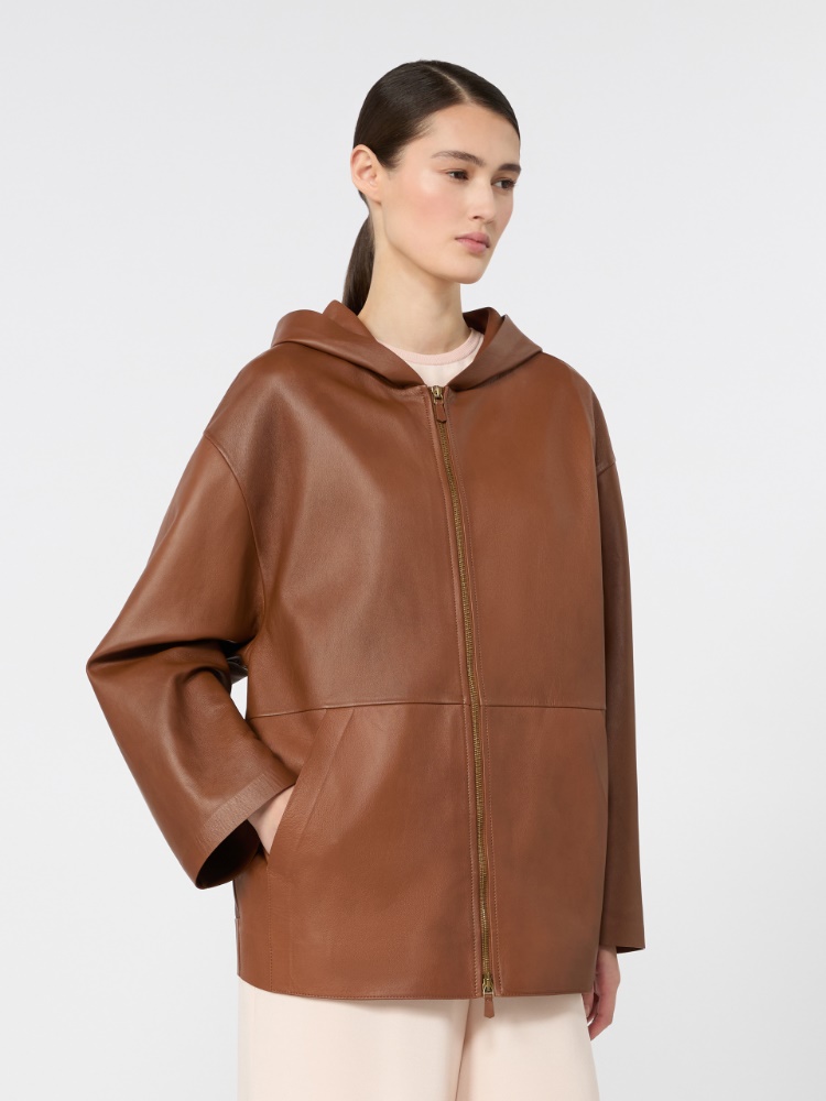 Kurtka z kapturem ze skóry nappa - TYTONIOWY - Max Mara - 2