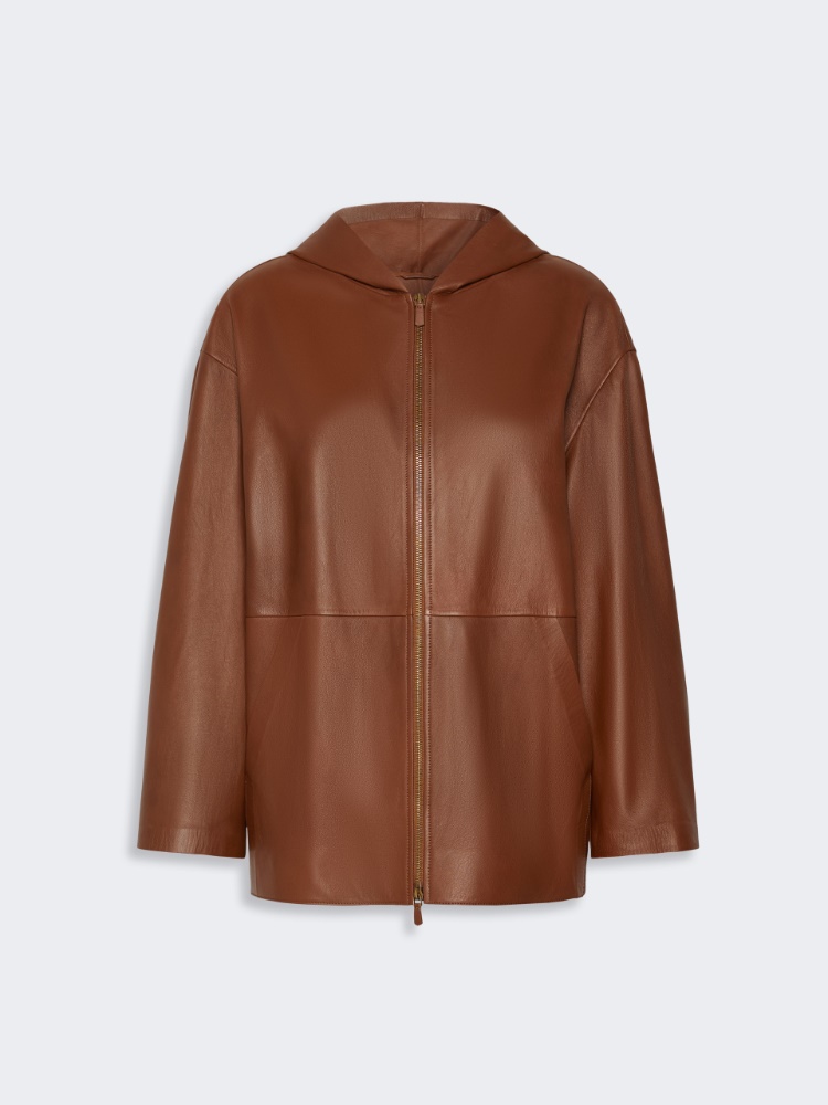 Kurtka z kapturem ze skóry nappa - TYTONIOWY - Max Mara - 5